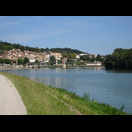 Die Hängebrücke Passerelle de Trévoux